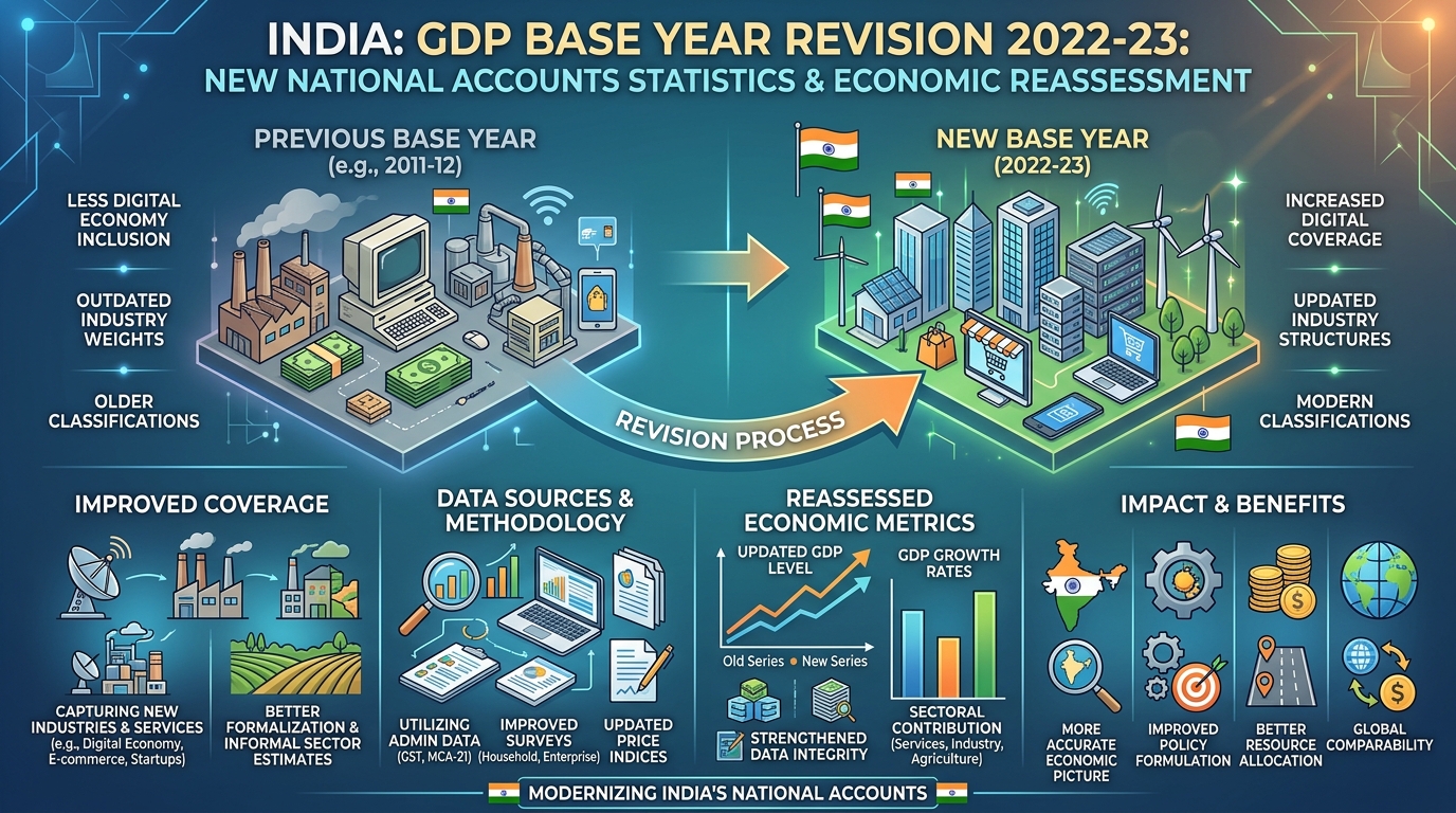 GDP Base Year Revision India 2022–23: New National Accounts Statistics and Economic Reassessment