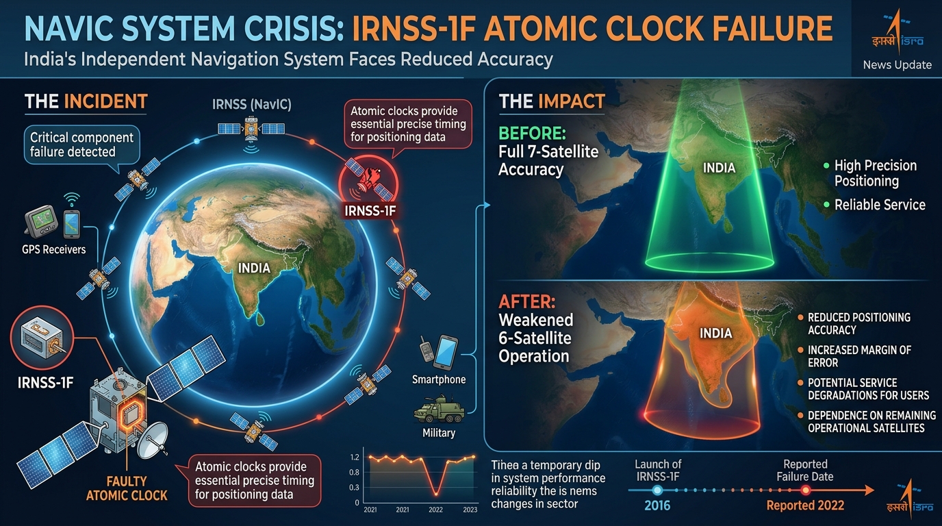 NavIC Crisis: IRNSS-1F Atomic Clock Failure Weakens India’s Navigation System