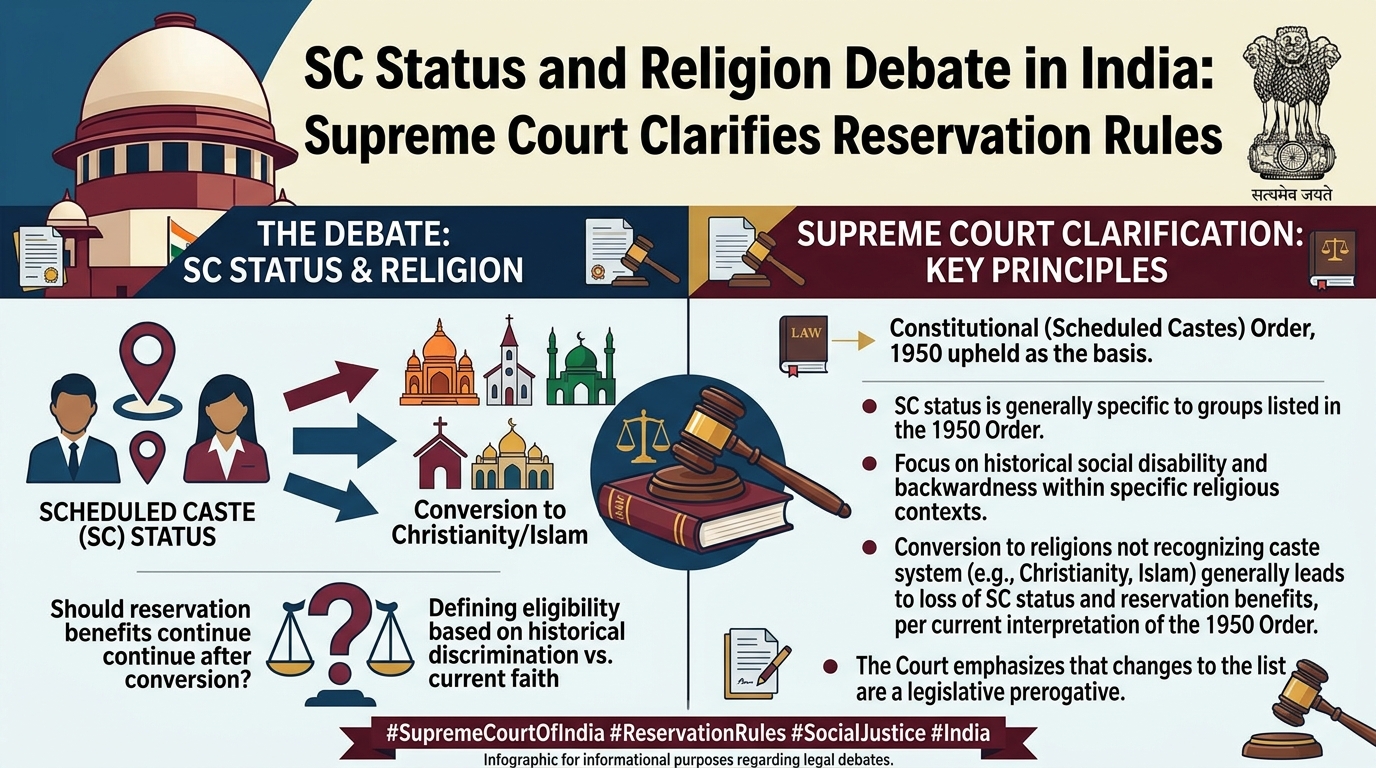 SC Status and Religion Debate in India: Supreme Court Clarifies Reservation Rules