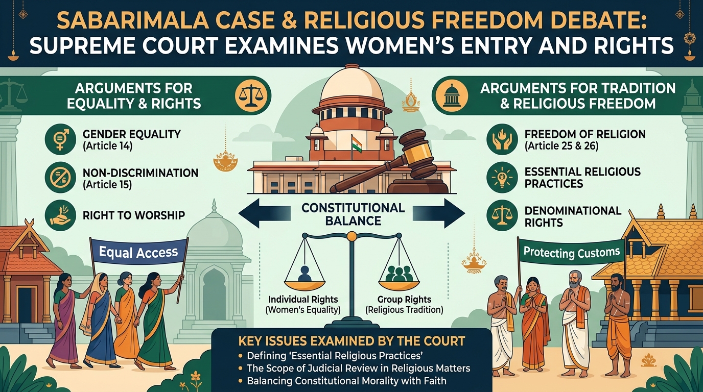 Sabarimala Case and Religious Freedom Debate: Supreme Court Examines Women’s Entry and Rights